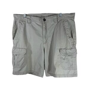 COLUMBIA Mens Cargo Shorts Sz 38 Zip Front, Cargo Pockets, Khaki Tan Cotton